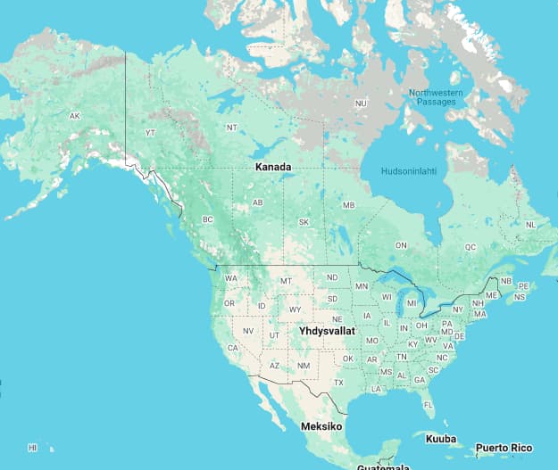 Pohjois-Amerikan kartta