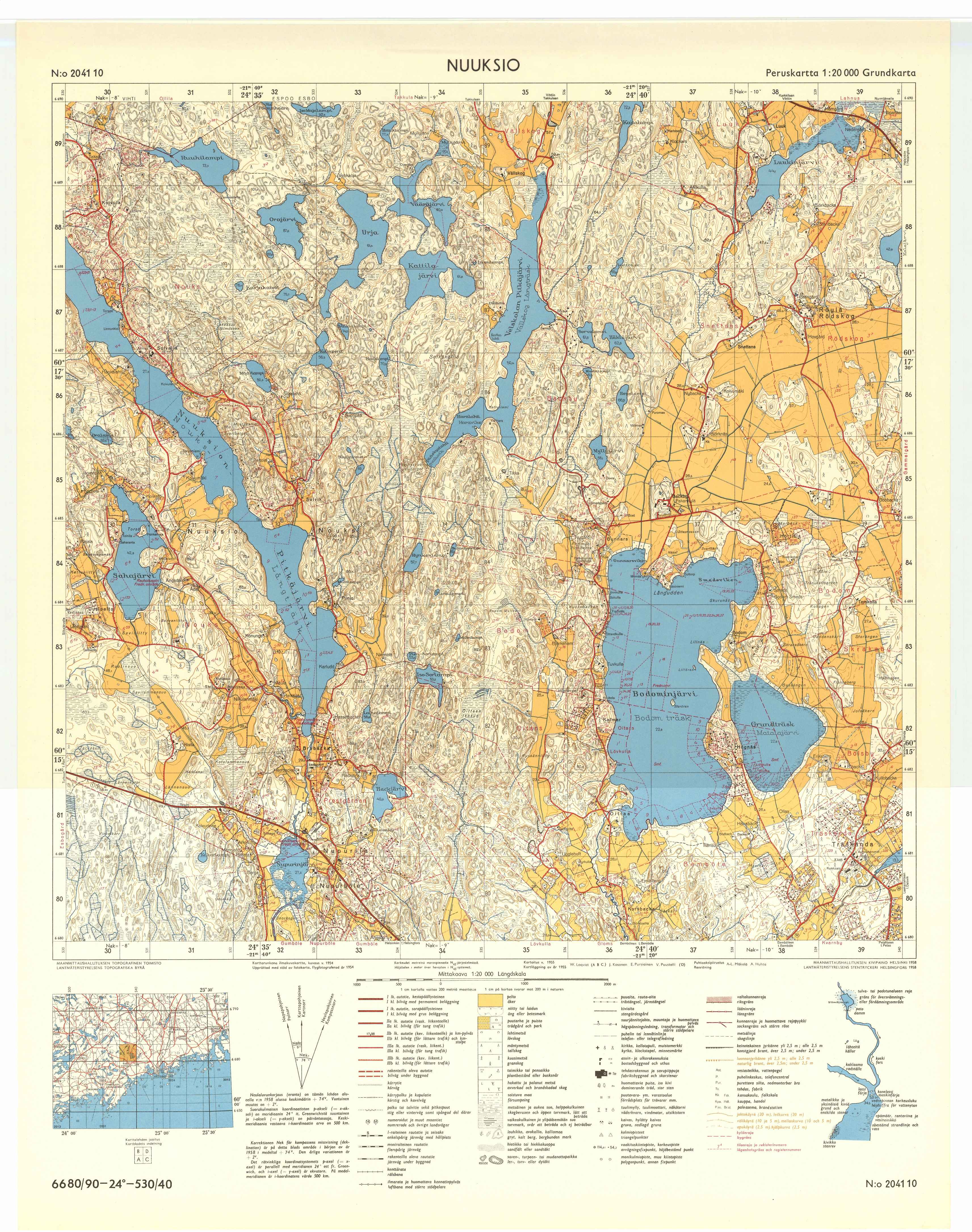 Kartta vuodelta 1958