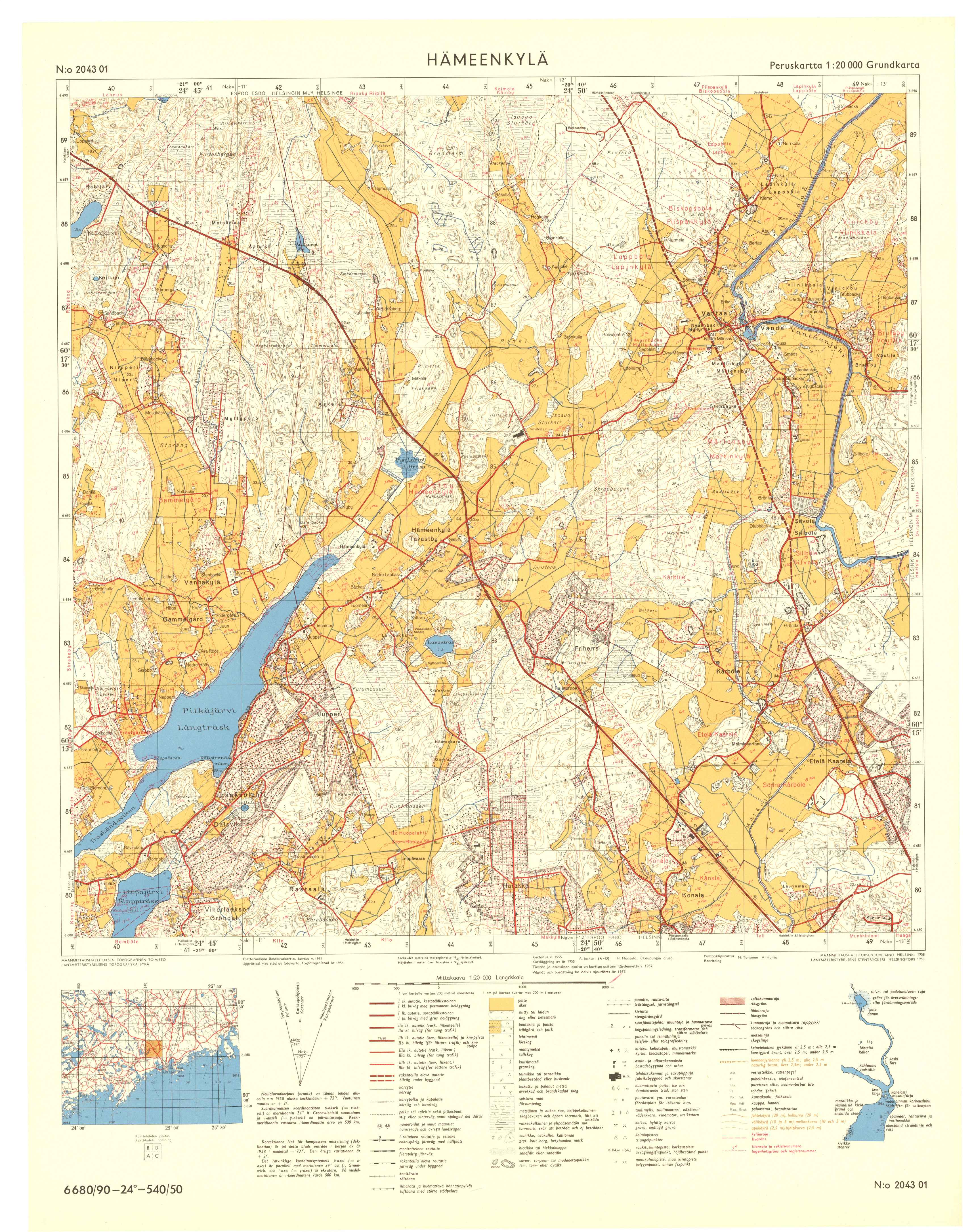 Kartta vuodelta 1958